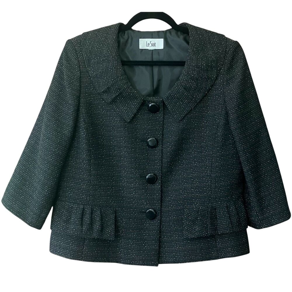 LeSuit pleated details cropped 3/4 sleeve blazer